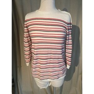Talbots Women's White, Red and Blue Striped Knit Pullover Sweater Size XS NWOT